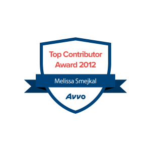 Avvo Top Contributor Award 2012 Melissa Smejkal